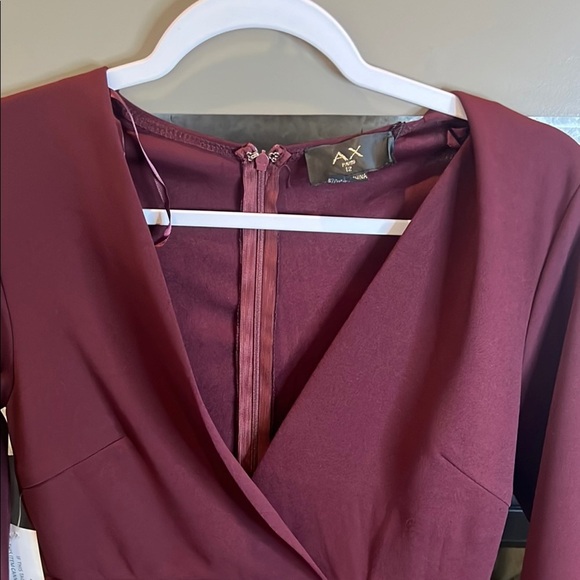 AX Paris Red Long Sleeve Sheath Dress with V-Neck for Cocktail - Picture 3 of 16